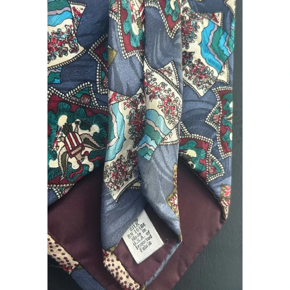 Sheaf & Caber Mens Silk Tie Blue Patriotic Eagle Stars Stripes Americana USA